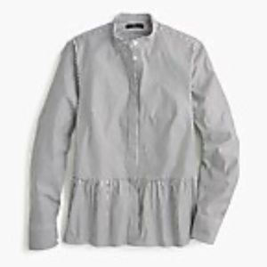 JCREW Stripe Stretch Button-up Peplum Shirt